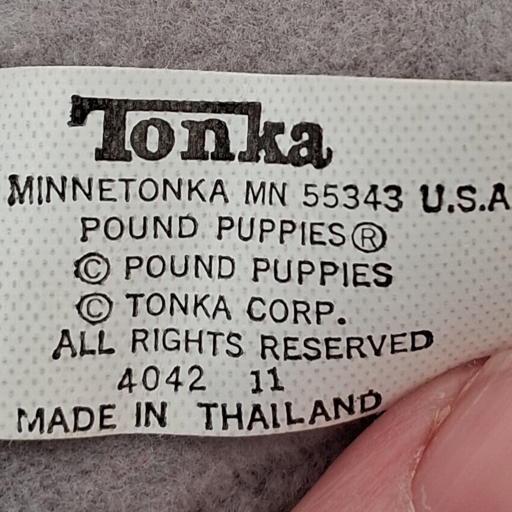 2 Vintage Tonka Pound Puppies Plush 8" Gray Dog/Brown Spots Gray Dog/Black Ears - Picture 4 of 8